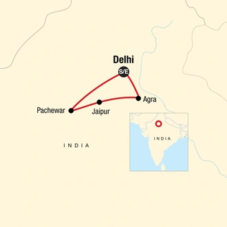 tourhub | G Adventures | North India Highlights | Tour Map