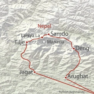 tourhub | World Expeditions | Manaslu Circuit & Base Camp Trek | Tour Map