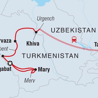 tourhub | Intrepid Travel | Tashkent to Ashgabat | Tour Map