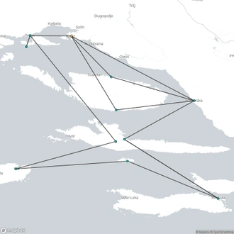 tourhub | Riviera Travel | Split, Hvar and the Delights of Dalmatia yacht cruise - MS Mendula | Tour Map