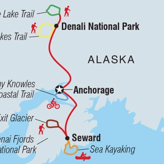 tourhub | Intrepid Travel | Alaska Hike, Bike & Kayak | Tour Map