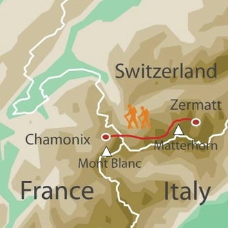 tourhub | UTracks | Chamonix to Zermatt | Tour Map