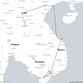 tourhub | Bravo Indochina Tours | Laos and Vietnam Discovery 14 Days | Tour Map