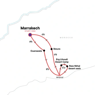 tourhub | G Adventures | Moroccan Sahara Discovery | Tour Map