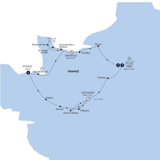 tourhub | Insight Vacations | Normandy, Brittany & The Loire Valley - Classic Group | Tour Map