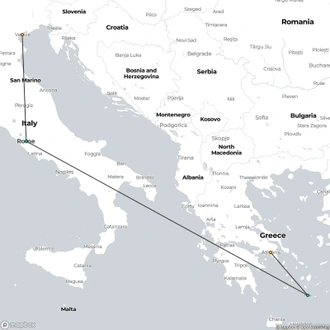 tourhub | Wanderful Holidays | Mediterranean tour - Italy & Greece | Tour Map