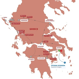 tourhub | Trafalgar | Secrets of Greece including Corfu | Tour Map