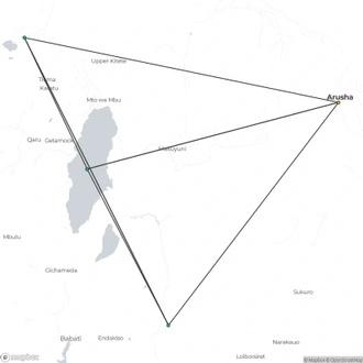 tourhub | Leviva Travel and Tours | 3-Day Tarangire, Ngorongoro and Lake Manyara | Tour Map