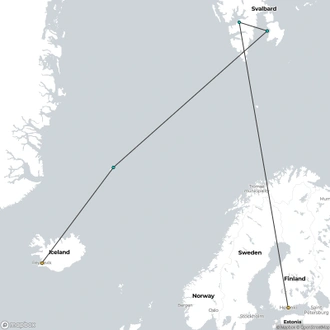 tourhub | Quark Expeditions | Ultimate Arctic Voyage: From Svalbard to Jan Mayen to Iceland | Tour Map