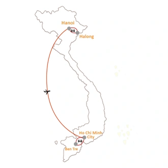 tourhub | Bonzer Tour | Highlights of Vietnam 7 Days 6 nights | Tour Map