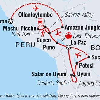 tourhub | Intrepid Travel | Explore Peru & Bolivia | Tour Map