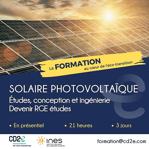 Représentation de la formation : Solaire photovoltaïque > Études, Conception et Ingénierie - Devenir RGE Études 