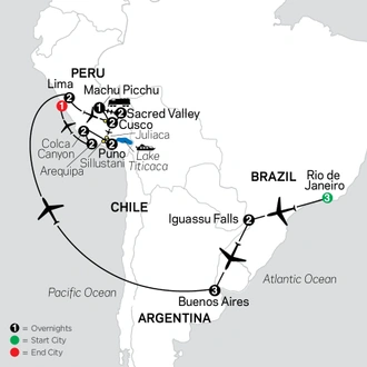 tourhub | Cosmos | Ultimate South America with Arequipa & Colca Canyon | Tour Map