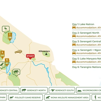 tourhub | Beach and Safari Holidays | Beyond Borders: A Tanzanian Adventure Through Landscapes & Wildlife | Tour Map