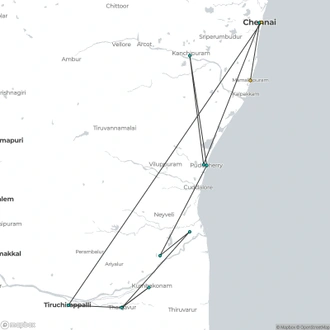 tourhub | Agora Voyages | Pondicherry, Thanjavur & Trichy Heritage Expedition | Tour Map