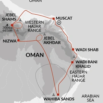 tourhub | Explore! | Oman Trekking | Tour Map