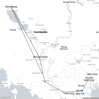 tourhub | CroisiEurope Cruises | From the Mekong Delta to the Angkor Temples (port-to-port cruise) | Tour Map