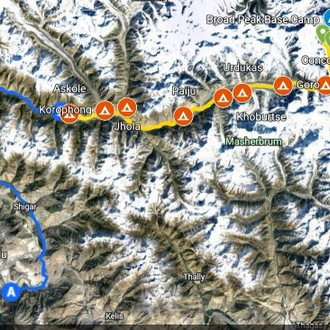 tourhub | Beyond the Valley LLP | K2 Basecamp Trek: The Throne Room of The Mountain Gods | Tour Map
