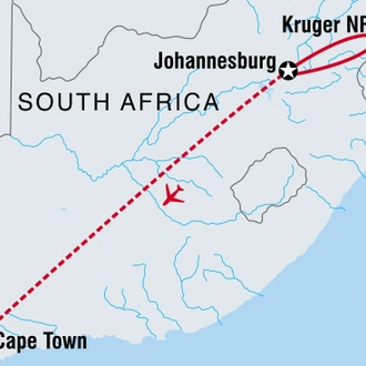 tourhub | Intrepid Travel | Kruger & Cape Town Short Break by Plane  | Tour Map