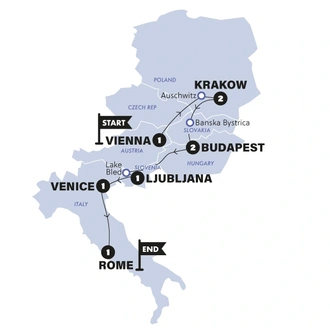 tourhub | Contiki | Vienna to Rome Trail | Tour Map