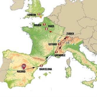 tourhub | Europamundo | Madrid to Zurich | Tour Map