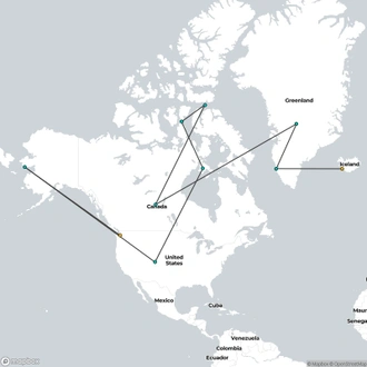 tourhub | HX Hurtigruten Expeditions | Northwest Passage - Through the Arctic Labyrinth (Greenland to Alaska) | Tour Map