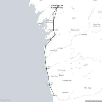 tourhub | Exodus Adventure Travels | Portugal Coastal Way to Santiago | Tour Map