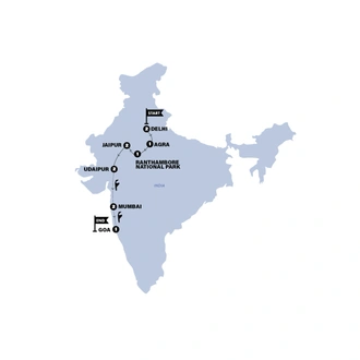 tourhub | Contiki | Eternal India | 2025-2026 | Tour Map