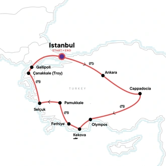 tourhub | G Adventures | Turkey: Coastlines & Cappadocia | Tour Map