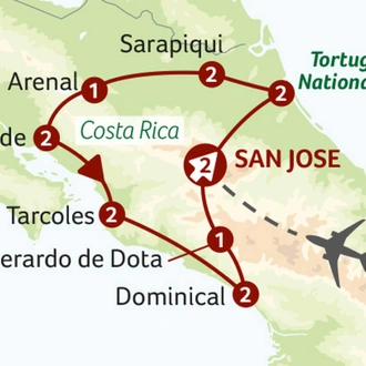 tourhub | Saga Holidays | Wild Costa Rica | Tour Map