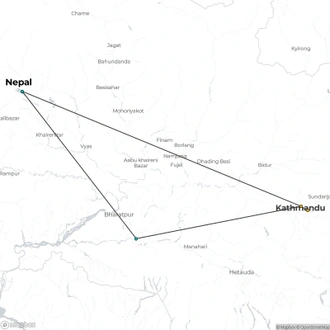 tourhub | Liberty Holidays | Kathmandu, Pokhara, Chitwan (A journey of Lifetime experience)  | Tour Map