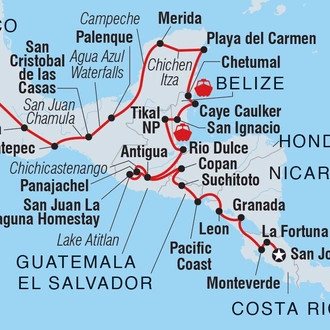 tourhub | Intrepid Travel | Central America Explorer | Tour Map