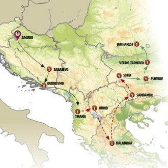 tourhub | Europamundo | Balkan Dreams end Albania | Tour Map