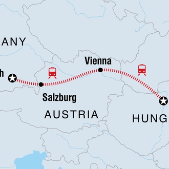 tourhub | Intrepid Travel | Europe Christmas Markets: Munich to Budapest | Tour Map