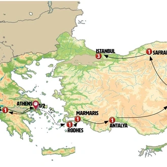 tourhub | Europamundo | Athens, Peloponnese and Amazing Turkey | Tour Map