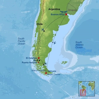 tourhub | Indus Travels | Patagonian Escape With Torres del Paine | Tour Map