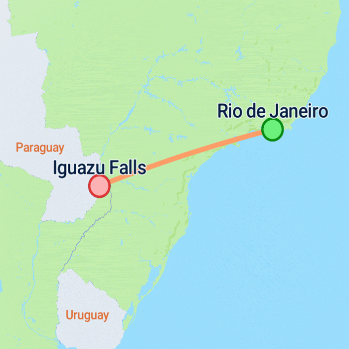 tourhub | On The Go Tours | Highlights of Rio & Iguazu - 6 days | Tour Map