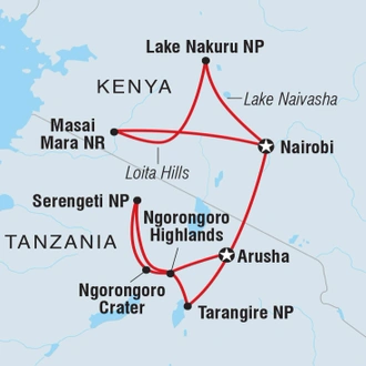 tourhub | Intrepid Travel | Premium Kenya & Tanzania | Tour Map