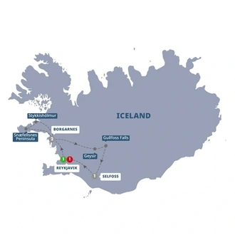 tourhub | Trafalgar | Iceland including the Blue Lagoon | Tour Map