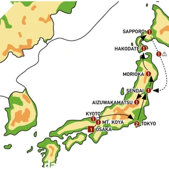 tourhub | Europamundo | Traditional Japan and north of Japan- End Sapporo | Tour Map