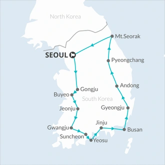 tourhub | Bamba Travel | South Korea Golden Route 8D/7N | Tour Map