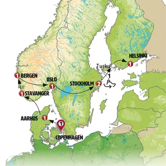 tourhub | Europamundo | From Copenhagen to Helsinki | Tour Map