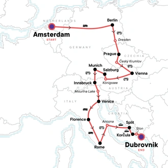 tourhub | G Adventures | Total Europe: Berlin, Prague & the Tastes of Italy | Tour Map