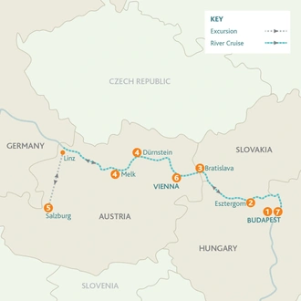 tourhub | Riviera Travel | Gastronomy of the Danube - MS Riviera Radiance | Tour Map