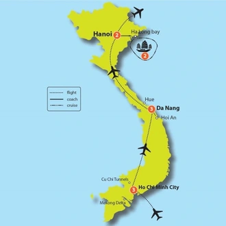 tourhub | Tweet World Travel | Vietnam Luxury Honeymoon Tour | Tour Map