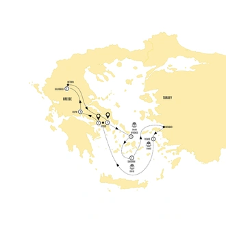 tourhub | Costsaver | Highlights of Greece with Cruise (category 2 cabins) | Tour Map