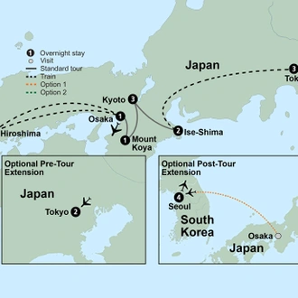 tourhub | Collette | Japan: Past & Present A Cultural Journey from Tokyo to Osaka | Tour Map