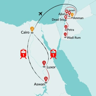 tourhub | Travel Talk Tours | Egypt & Jordan Explored By Land | Tour Map