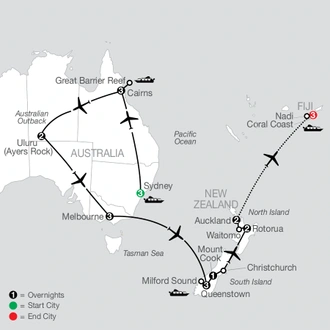 tourhub | Globus | Down Under Journey with Fiji | Tour Map