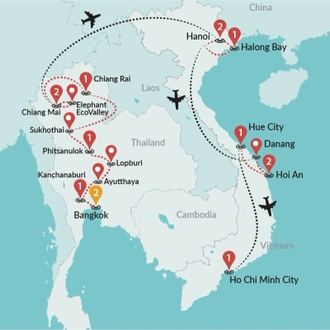 tourhub | Travel Talk Tours | Best of Thailand & Vietnam | Tour Map